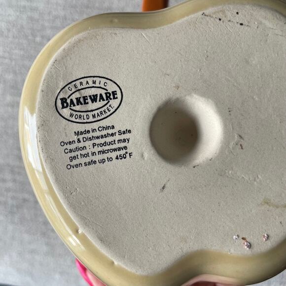 WORLD MARKET 2 Orange Apple‎ Baking Dish Decor Fall Kitchen Bakeware Ceramic - Picture 2 of 2